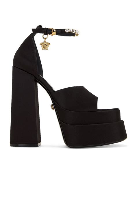 VERSACE Medusa Platform Sandals in Nero & Oro 